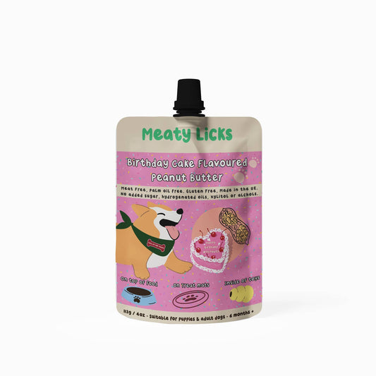 Birthday Cake Flavoured Peanut Butter Pouch For Dogs 113g 4oz