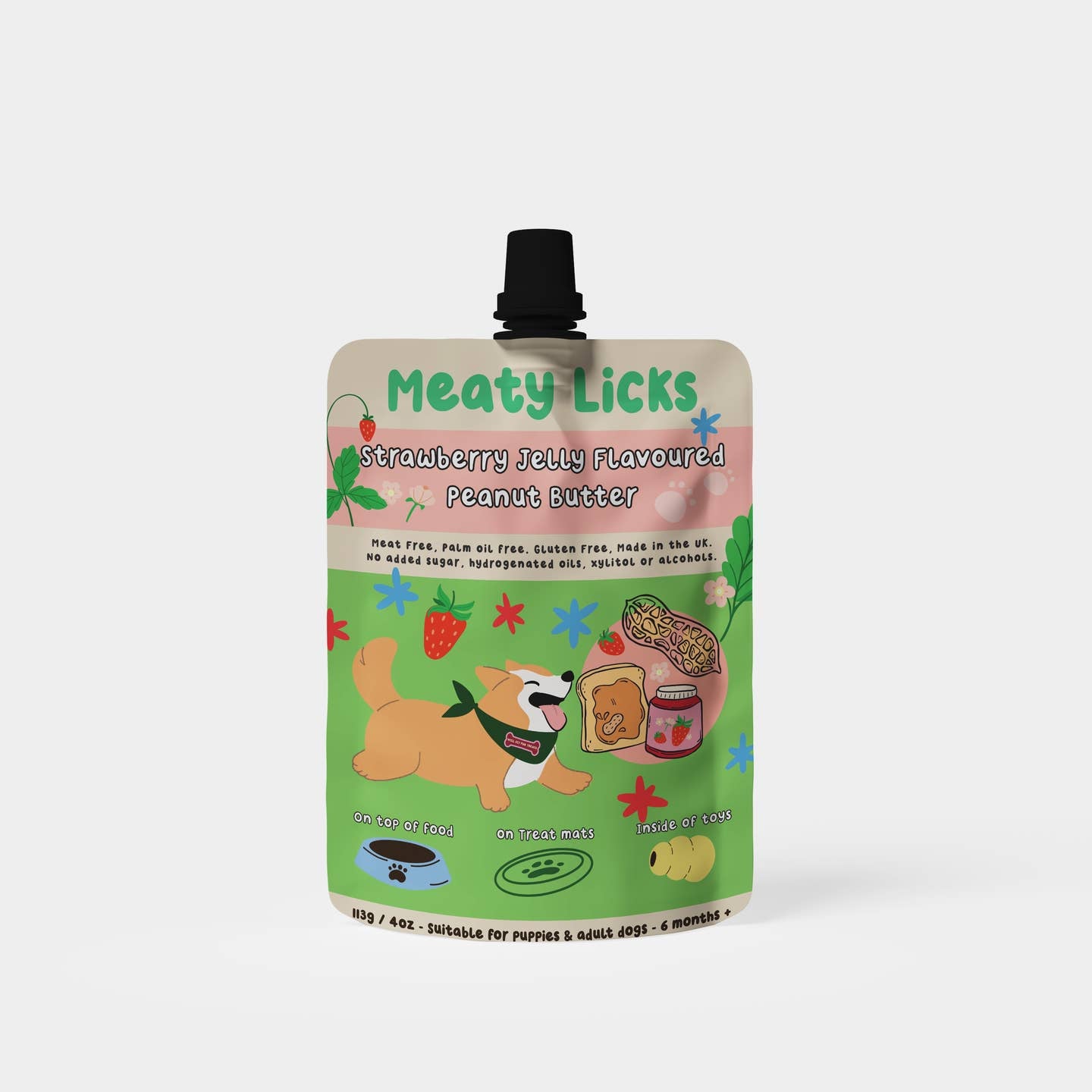 Strawberry Jam Peanut Butter Pouch For Dogs 113g 4oz