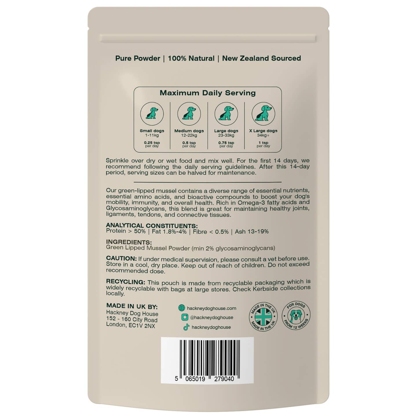 Green Lipped Mussel Powder For Dogs | 80 Servings