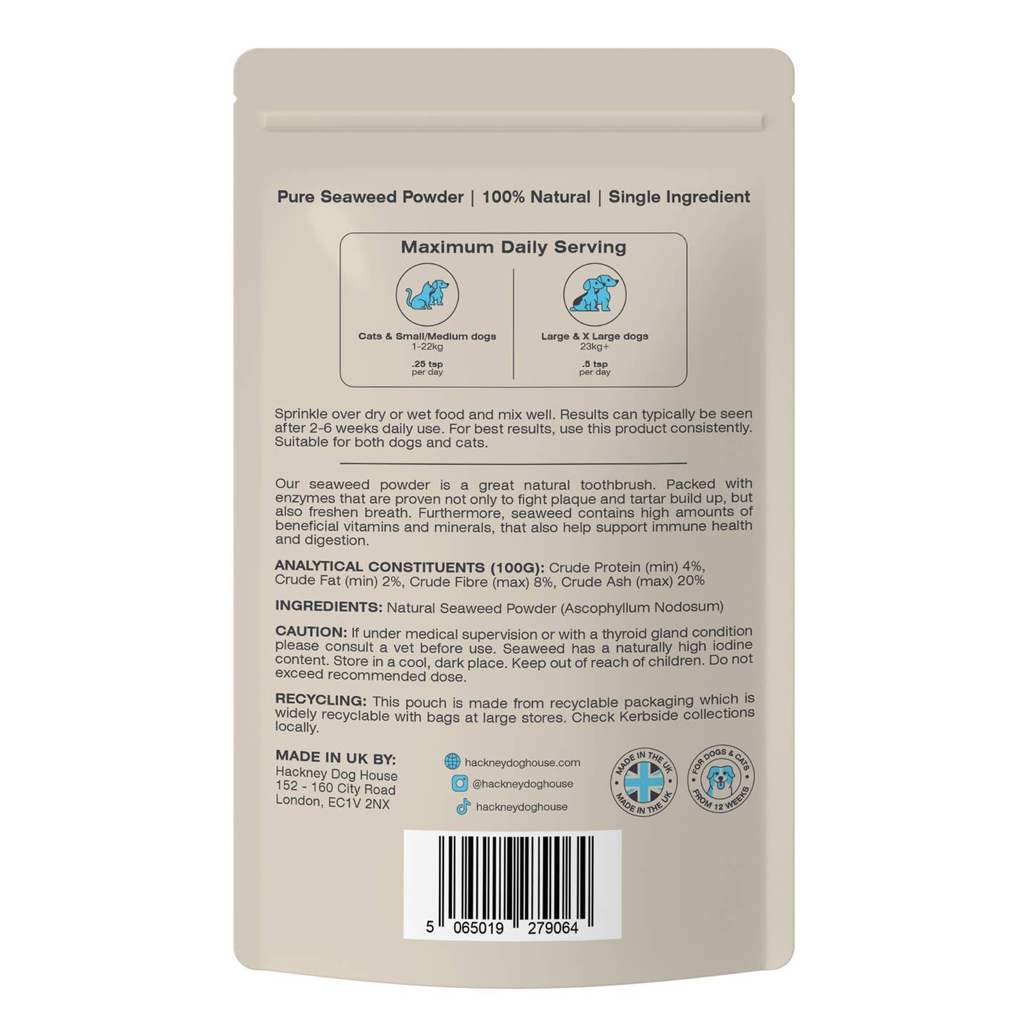 Single Pack | Plaque Seaweed Powder For Dogs | 80 Servings |