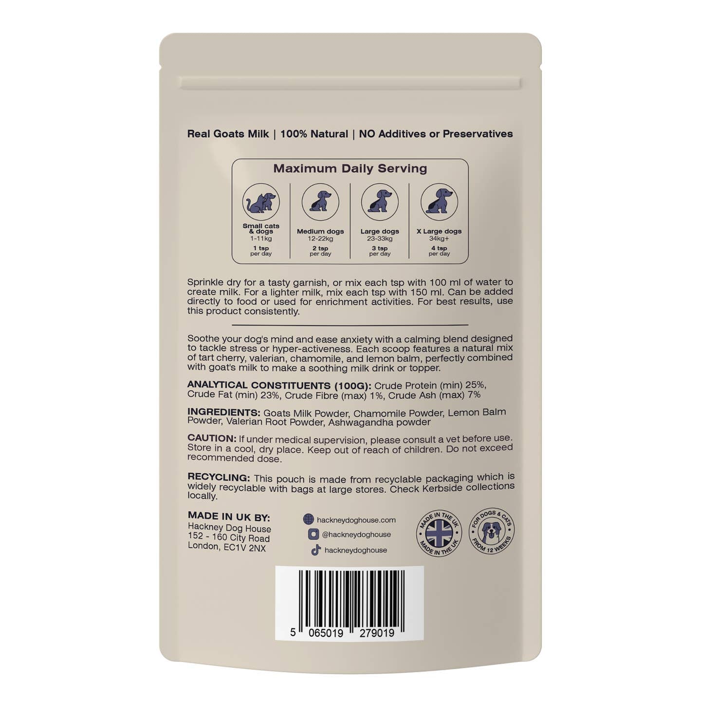 Calming Goats Milk Powder For Dogs | Makes Twelve Pints