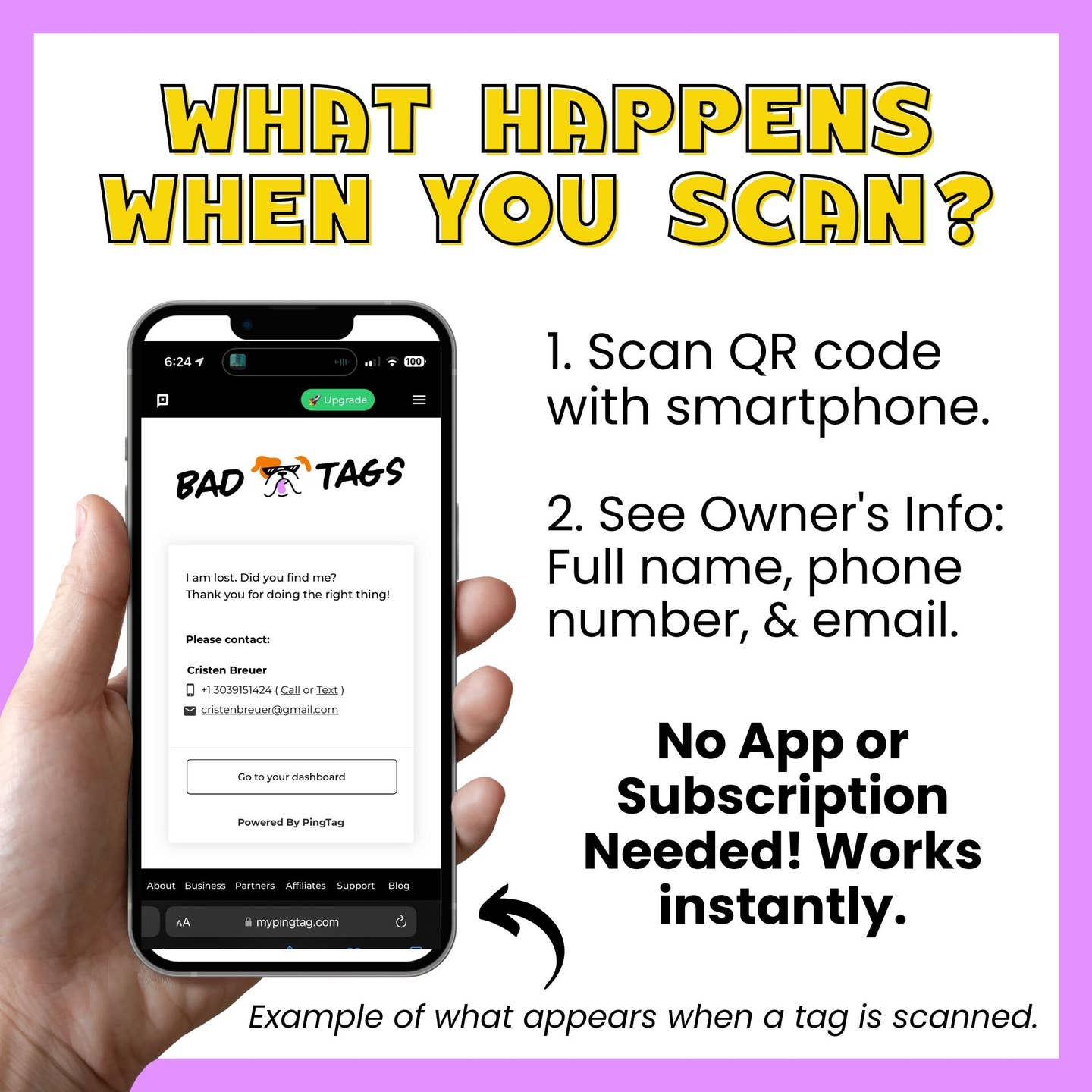 Personalized Dog Id Tag Scannable Qr Code - I Bark At Cunts