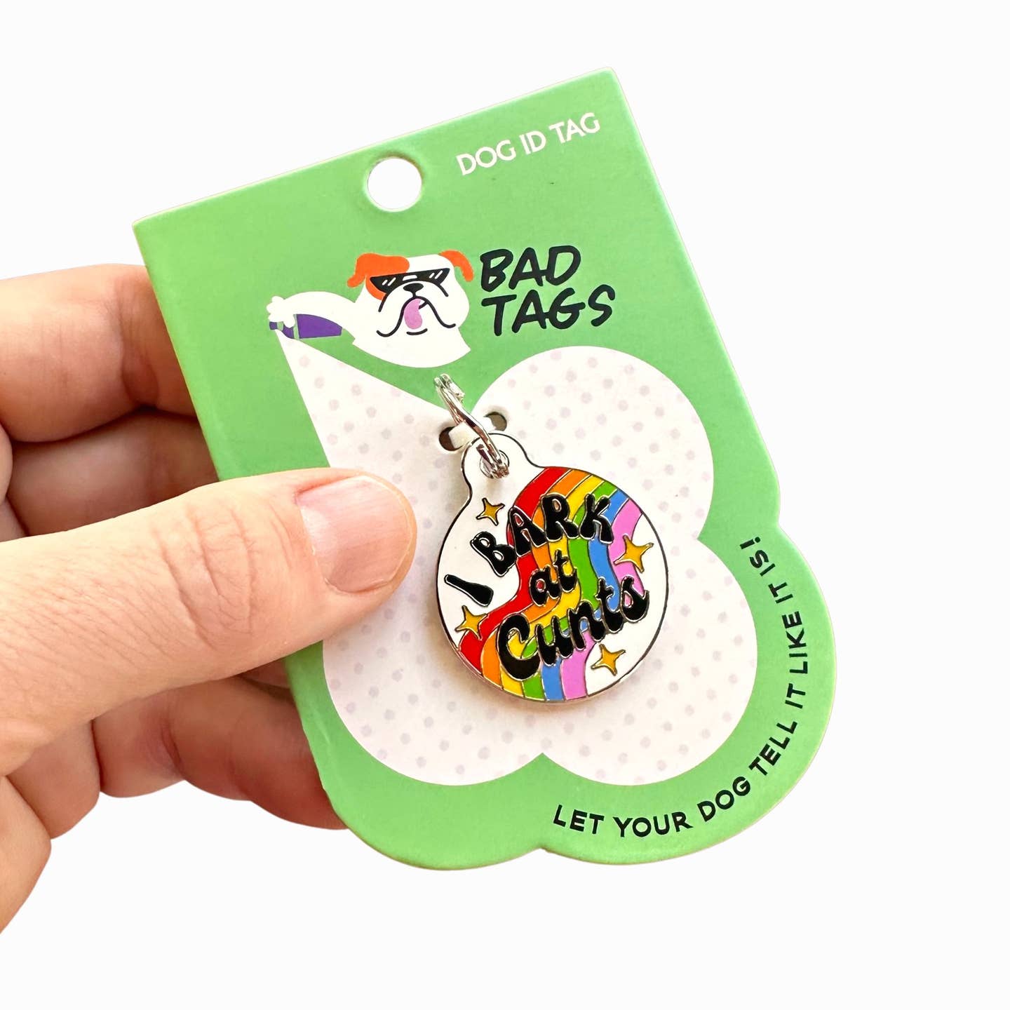 Personalized Dog Id Tag Scannable Qr Code - I Bark At Cunts