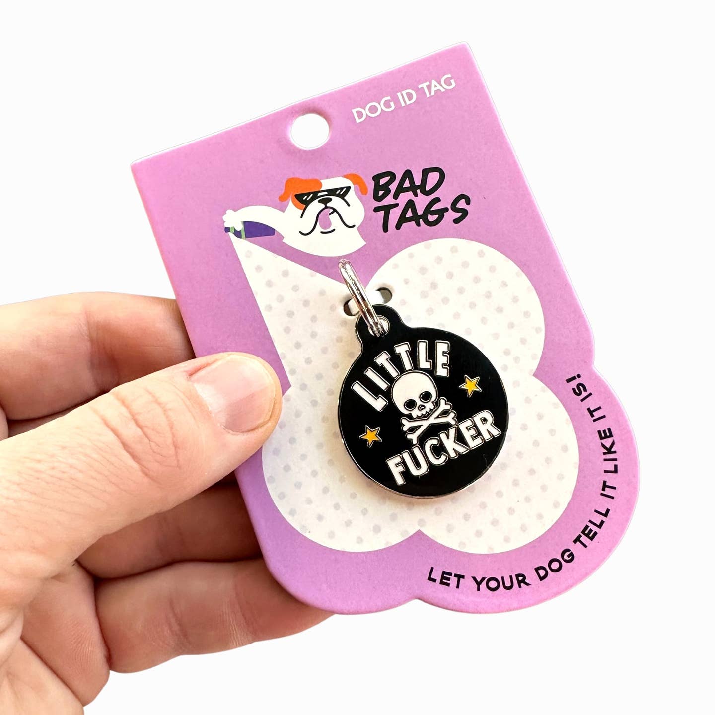 Personalized Dog Id Tag w/ Scannable Code - Little Fucker