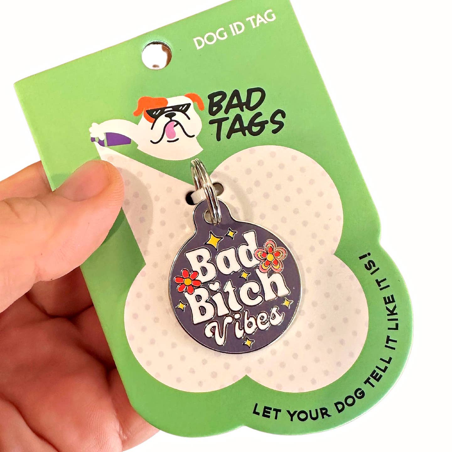 Personalized Dog Id Tag w/ Scannable Code - Bad Bitch Vibes