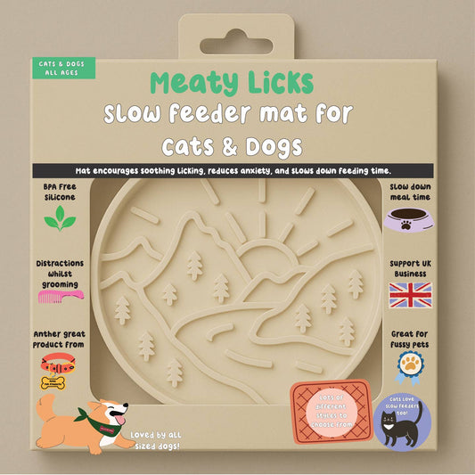 Meaty Licks Mountain View Slow Feeder – Neutral Sand