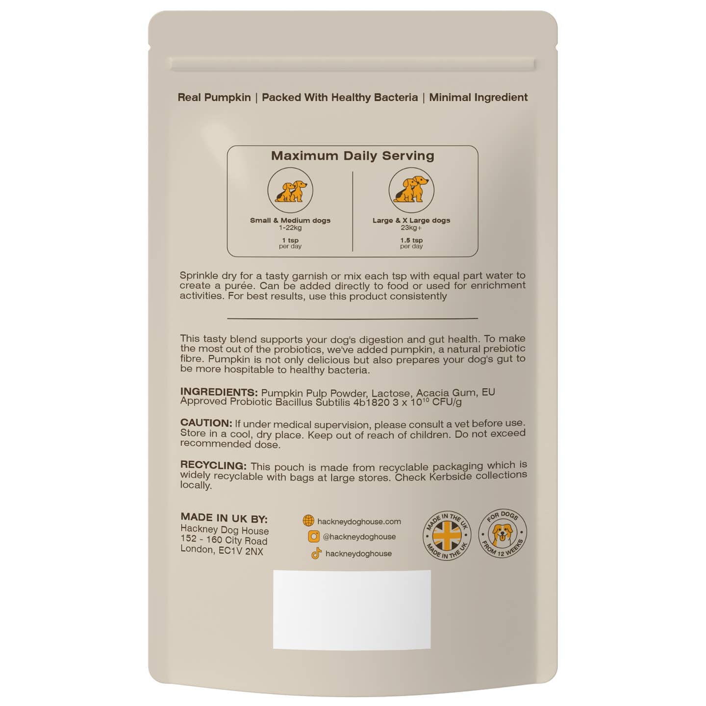 Pre & Probiotics For Dogs | Real Pumpkin Powder + Probiotic