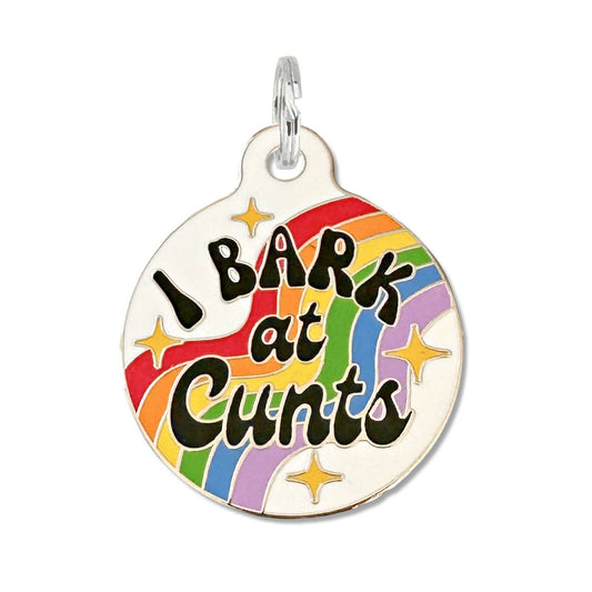 Personalized Dog Id Tag Scannable Qr Code - I Bark At Cunts