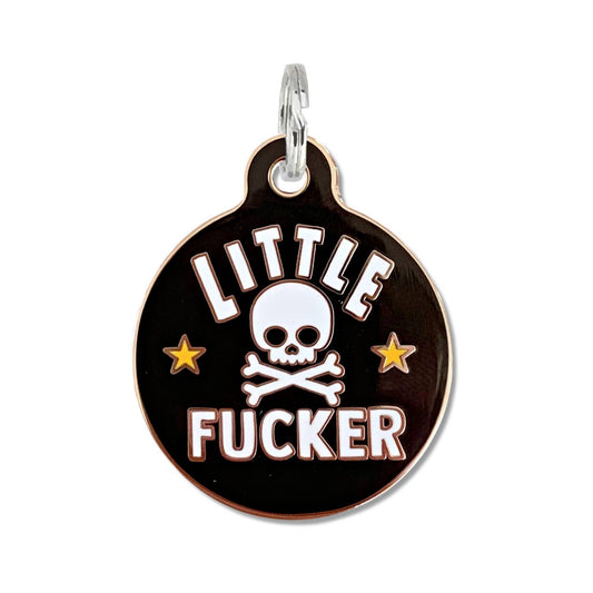 Personalized Dog Id Tag w/ Scannable Code - Little Fucker